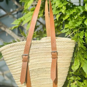 Panier avec sangle en cuir